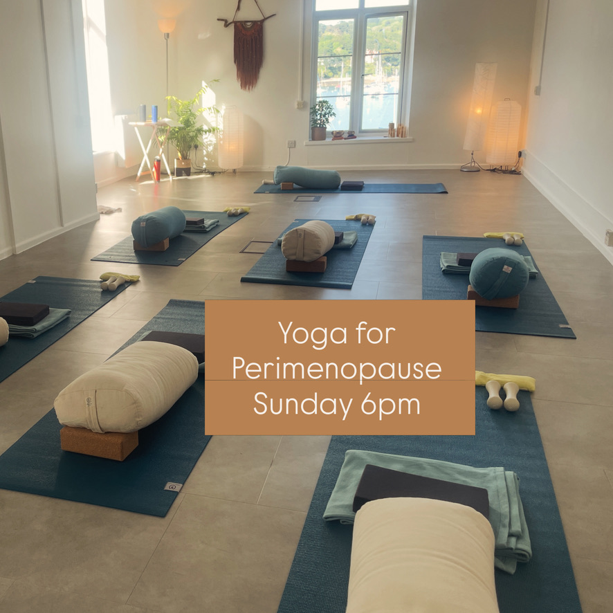 yoga mats with props and harbour view